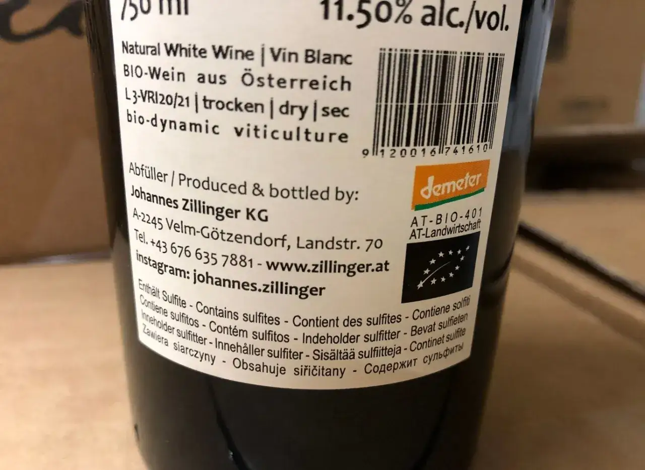 Wein mit dem Hinweis 
